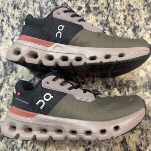 On Running Women’s Waterproof Cloudtec Sneakers — Olive & Pink